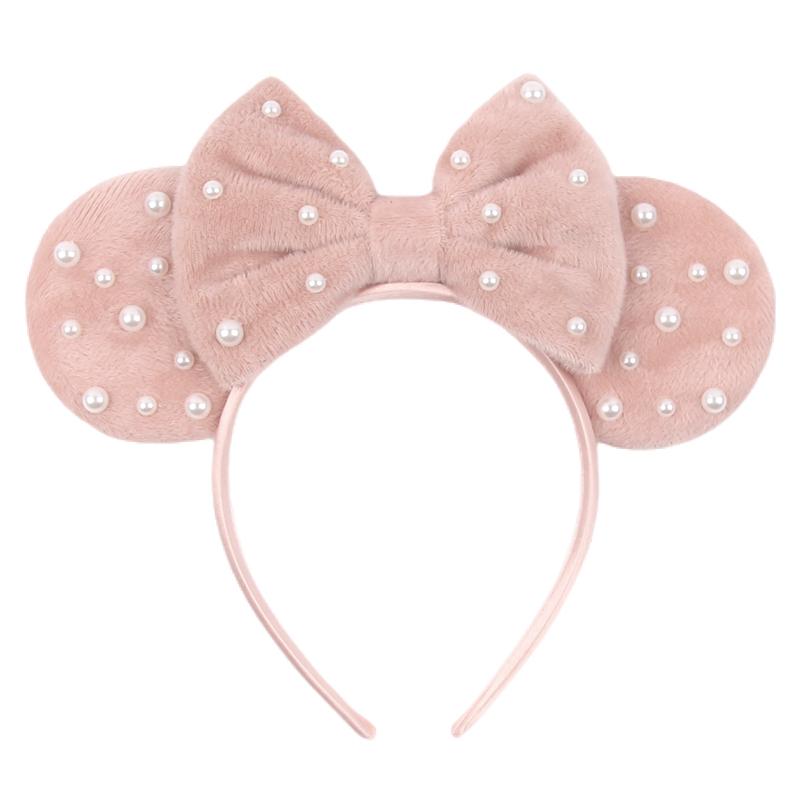 Disney Mickey 3.3"Velvet Ears Headband For Girls Soft Bow Hairband Halloween Festival Party Christmas DIY Hair Accessories