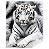 Luxurious White Tiger Print Plush Throw Blanket for Sofa Couch Bedding Home Decor Cozy Winter Gift Wildlife Jungle Style