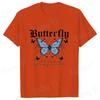 Blue Butterfly Print and Inspirational Slogan Print Tshirt Unisex Women Fashion Round Neck Loose Tee Shirt Streetwear Tshirt Tees