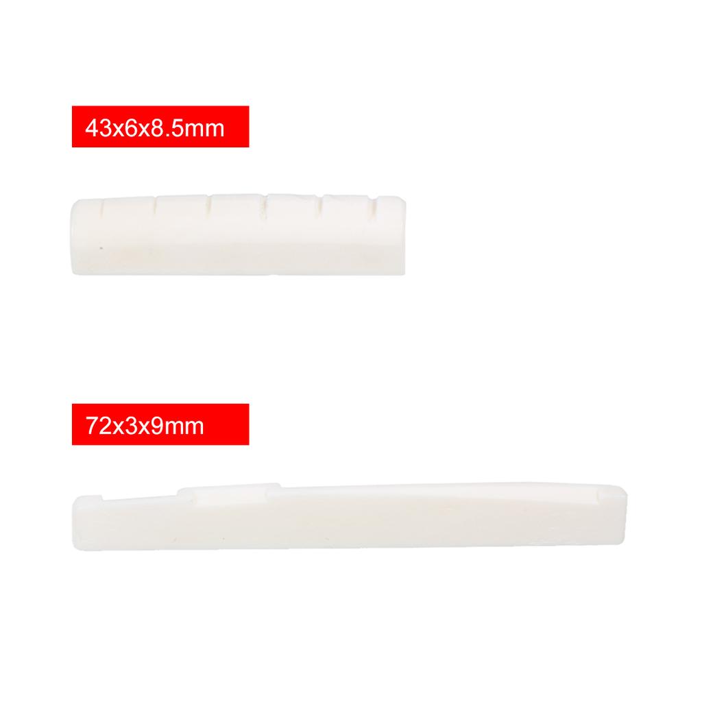 6 String Acoustic Guitar Nut and Saddle Pre-Slotted Bone Nut with Nut Files Set 320/240 Grits