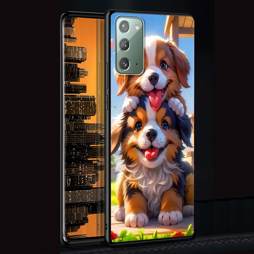 Cartoon Dogs Case for Samsung Galaxy Note 20 Ultra 8 10 Lite 9 TPU Phone Cover Note 10 Plus Black Soft Shell Funda Capa