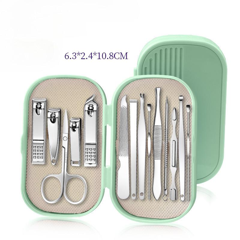 14 PCS Stainless Steel Nail Clipper Set With Case, Portable Manicure Pedicure Kit Including Nail Trimmer And Scissor, Travel Grooming Tools