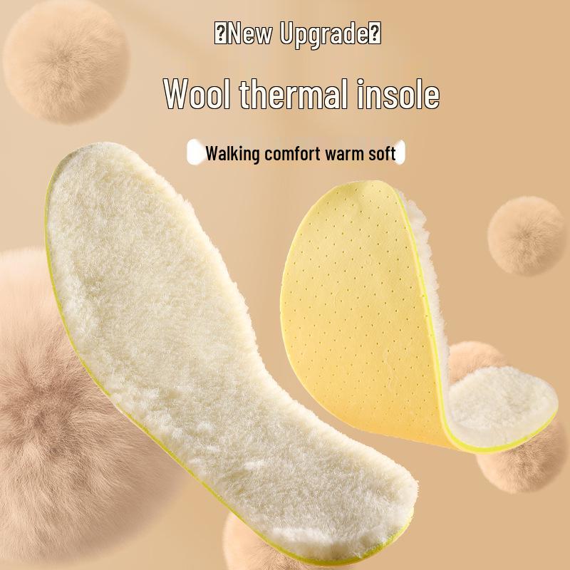 Breathable Anti-Odor Latex Wool Insoles: Soft, Thick, Sweat-Absorbent Fleece for Winter Comfort