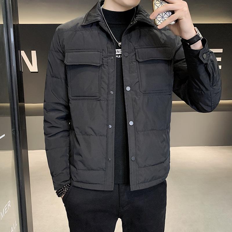 

Пуховик Зимний Новый Модный Универсальный Мужской Пальто Теплый Молодежь и Средний Возраст Моды Лацкан Мужская Одежда L чёрный