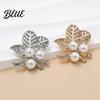 Leaf Lapel Pin Faux Pearl Rhinestone Brooch Alloy Hollow Leaves