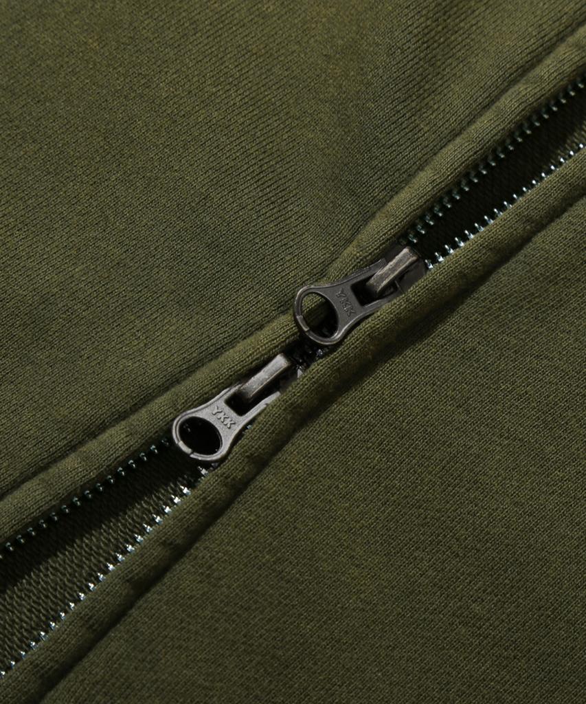 Trillion Domingo Pigment 2-Way Sweat Hoodie Zip-Up (Khaki)