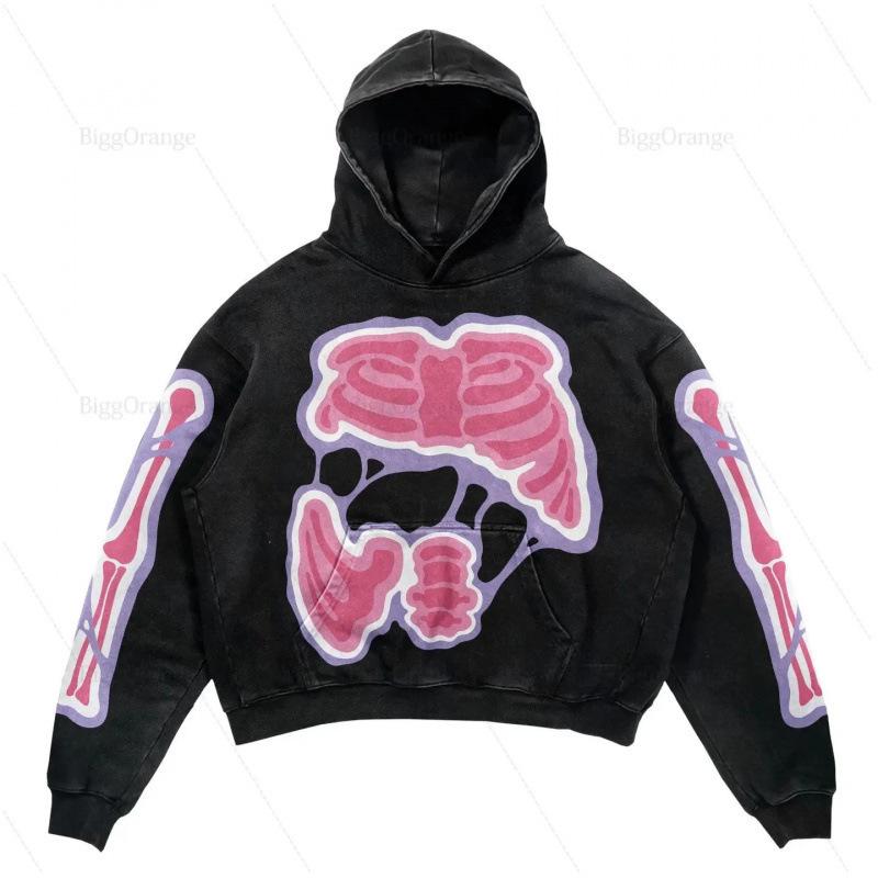 Street Trendy Brand Skull Pullover Sweater Digital Printing Casual Loose Hooded Sweater