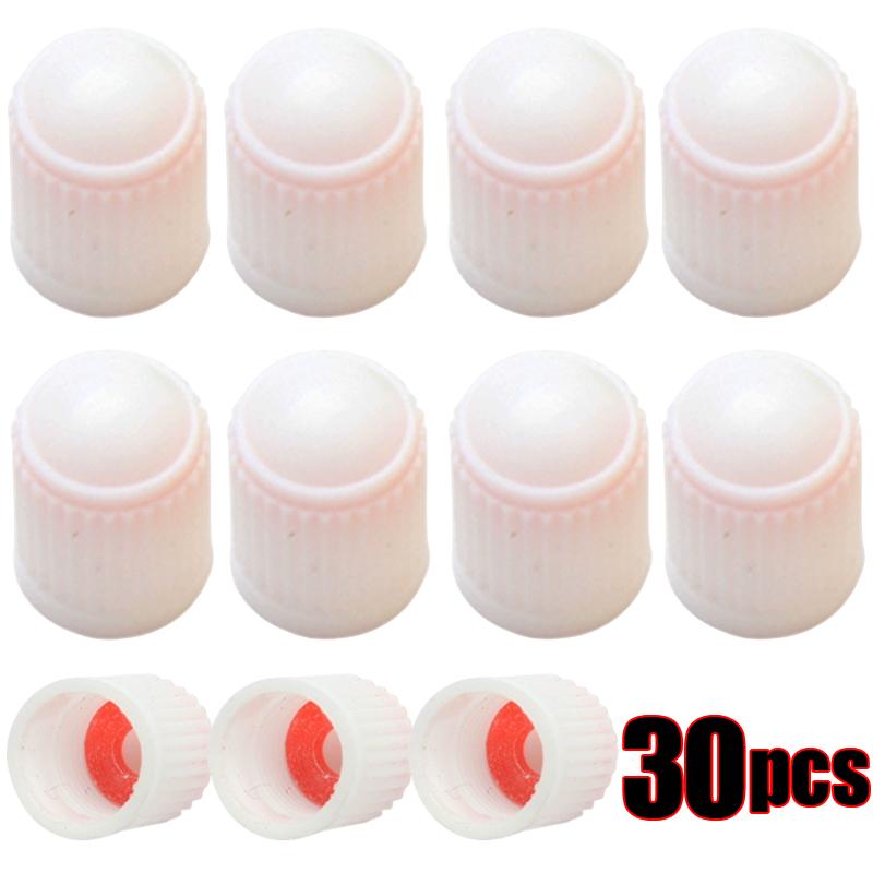 30PCS Car Tire Valve Plastic Black Bike Tyre Valve Caps with O Rubber Ring Covers Dome Shape Dust Valve for Car Motorcycles