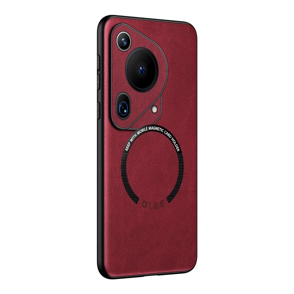 Magnetic For Magsafe Leather Case For Huawei Pura 70 Ultra Luxury Wireless Charge Shockproof Soft Cover For Huawei Pura 70 + Pro