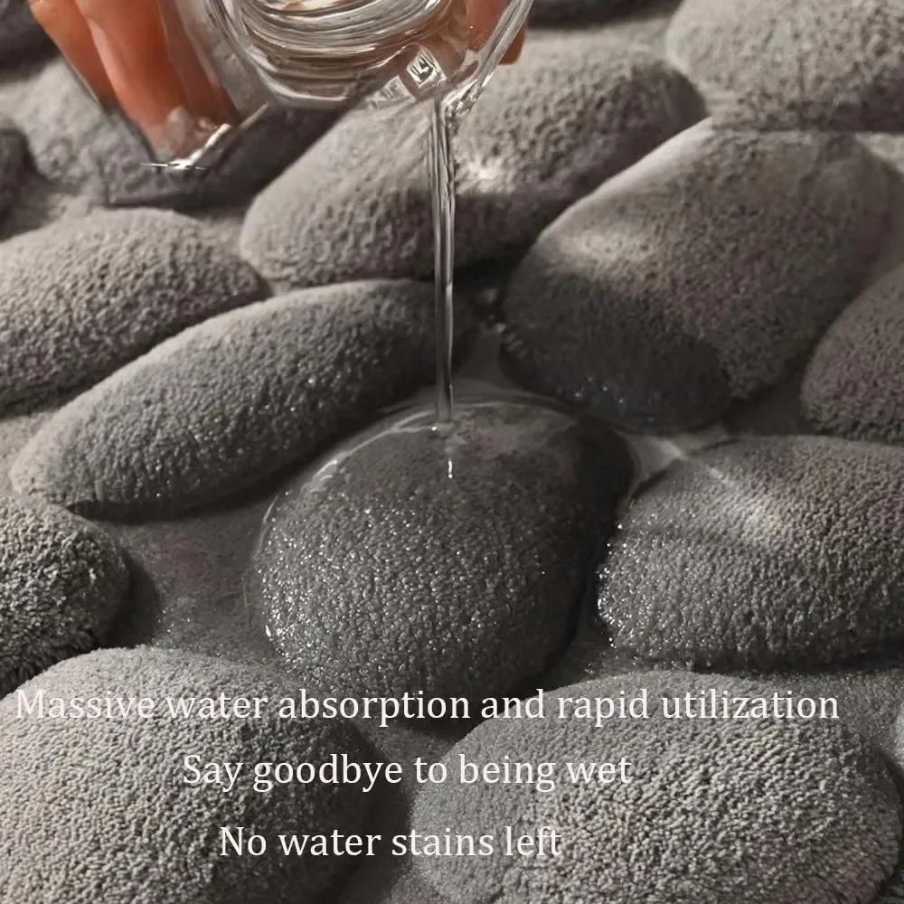 2PCS Non-slip 40*60cm Carpets Cobblestone Embossed Bathroom Mat Basin Bathtub Side Floor Rug Absorbent Doormat Carpet Washable