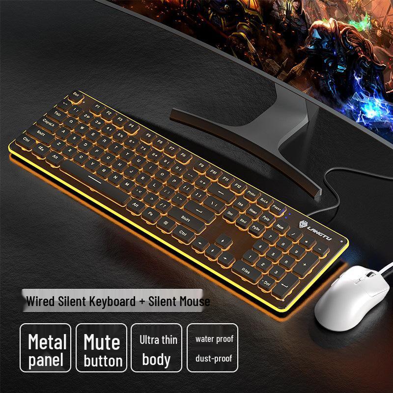 Wolfwalker Silent Wireless Keyboard & Mouse Set - Wired for Comfortable Typing & Gaming, Ideal for Office Use.