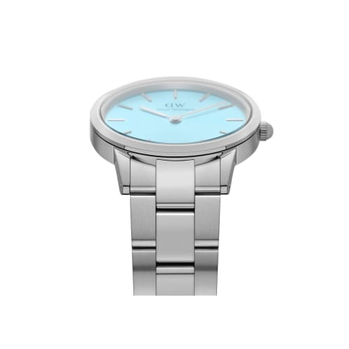 [Official Limited Edition/2-Year Warranty/Limited Edition] Daniel Wellington DW Iconic Link Pastel Capri Watch for Men and Women, 36mm, Blue Dial, Sil
