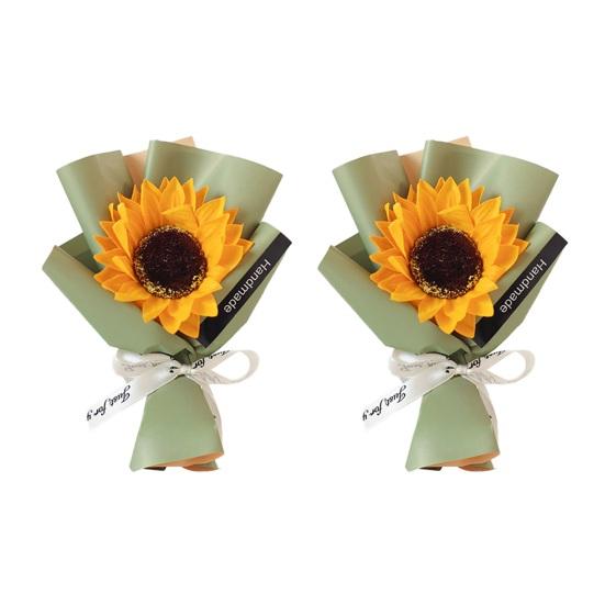 2 Pcs Mini Sunflower Bouquet Scented Artificial Soap Flower Birthday Valentine's Day Gifts