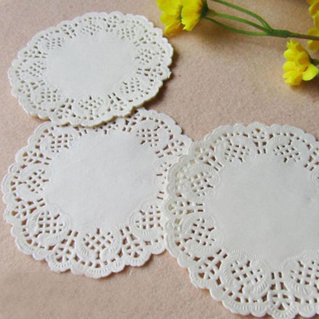 YUHAI Spitzenpapier, 100 Blatt, Runde Untersetzer, Deckchen, Süßigkeiten, Kuchen, Geschenkpapier, Ölabsorbierendes Papier, Fettabweisendes Papier, Spitzenpapier, Rund