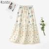 ZANZEA Women Casual Elastic Waist Loose Floral Long Skirts