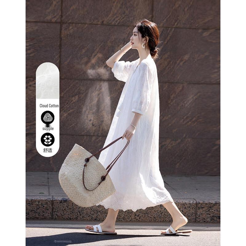 

Чайное платье Demana из свежего хлопка с кружевом и кисточками L