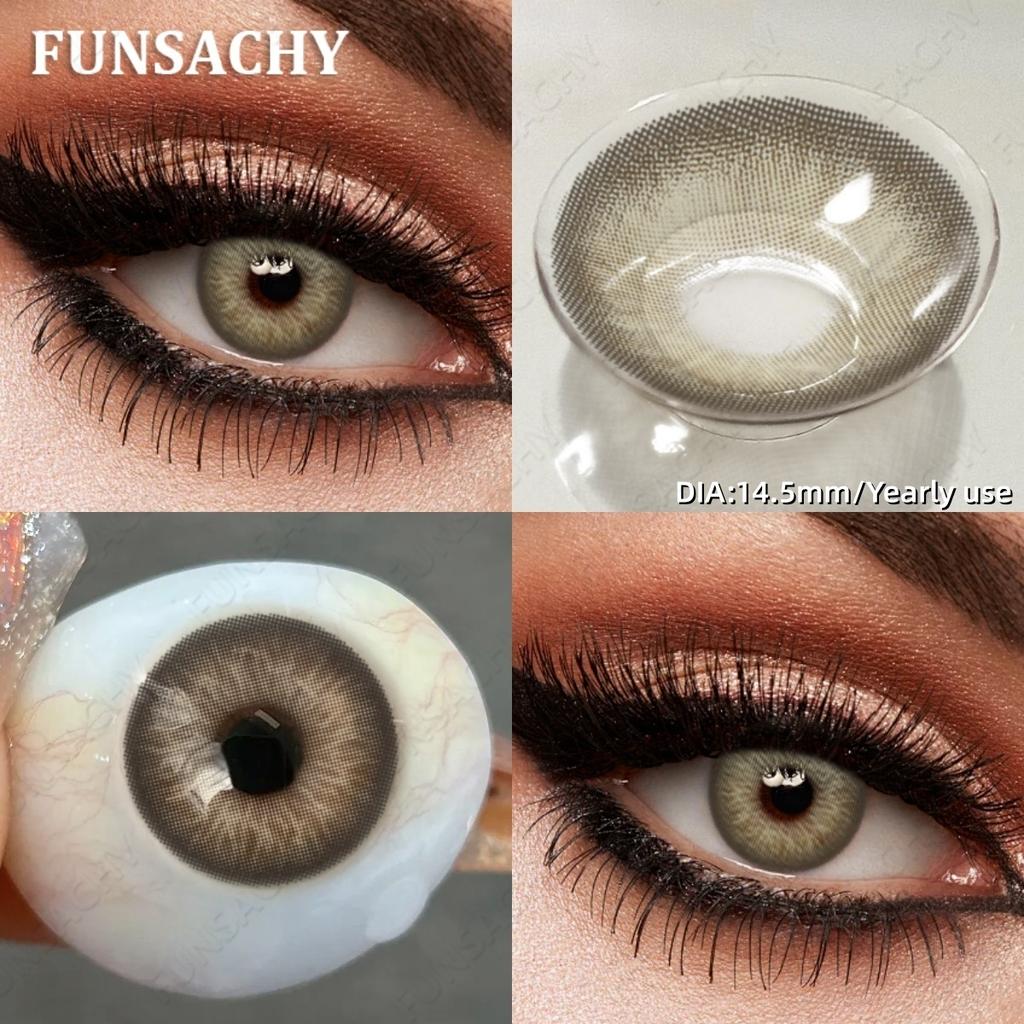 FUNSACHY 1 Pair Color Contact Lenses for Eyes Natural Softlens Lenses Cosmetic Eye Contacts Gray Pupils Yearly Lens Brown Lens