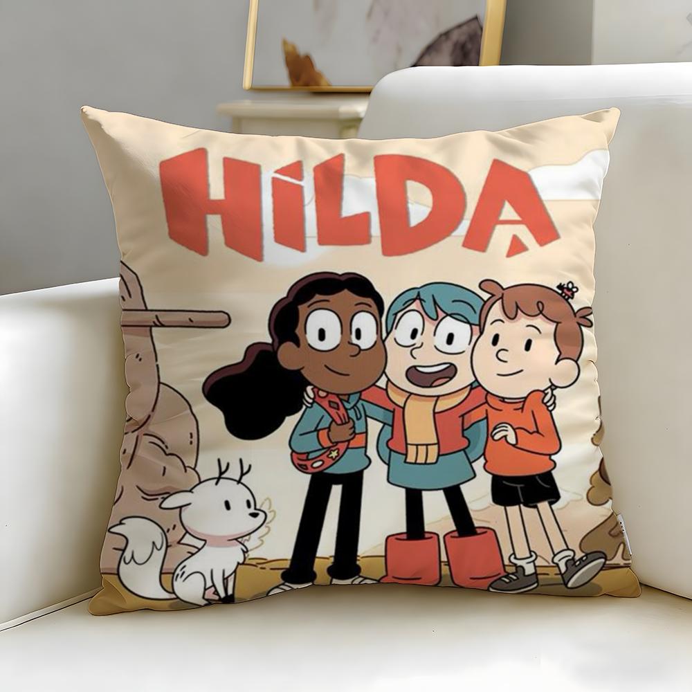 classic cartoon Hilda Cushion Cover Soft & Easy-Wash Pillow Case – Versatile for Couch, Bed, Travel and Office