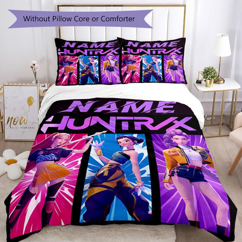 K Pop Demon Hunters Customize your name Bedding Set Breathable Duvet Cover with Pillowcases Home Decoration Birthday Gift