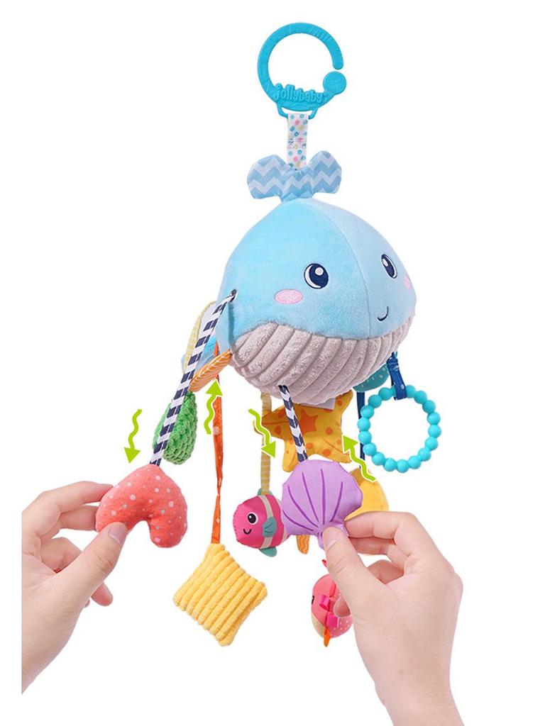 JollyBaby Kinderwagenanhänger: Plüsch Baby Auto Spielzeug & Rassel mit Windspiel