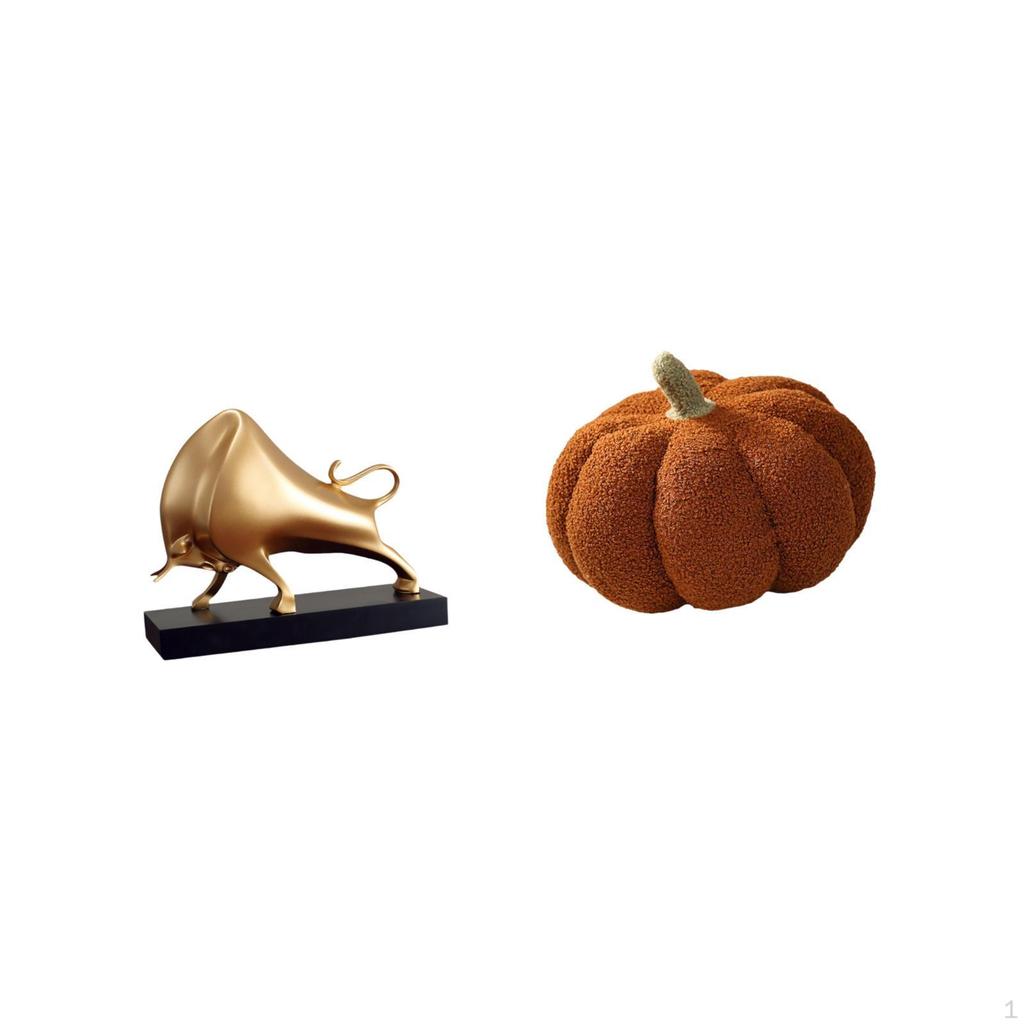 Bull Pumpkin Sculpture Pillow Abstract Ox Cattle Figurine Sofa Cushion Tabletop Crafts Decorative