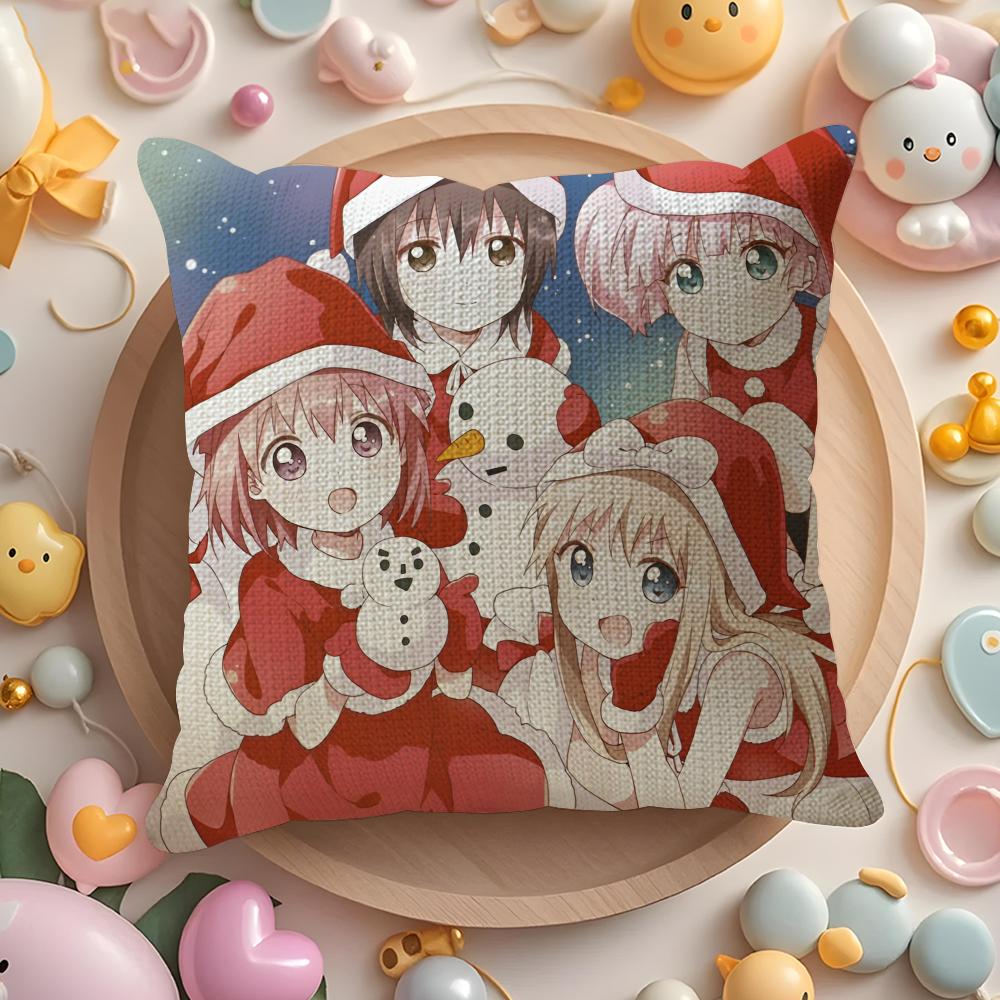 Beautiful Girl Romance Manga Y-Yuruyuri Pillow Case Sofa Living Room Bedroom Headboard Backrest Cushion Square Cushion