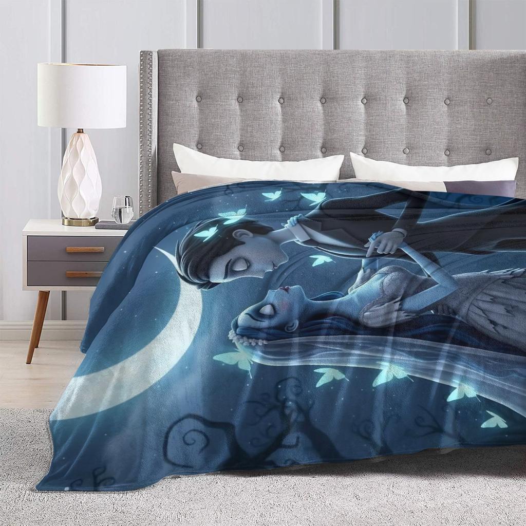 Corpse Bride Emily And Victor Blankets Fleece Summer  Multi-function Lightweight Thin Throw Blankets for Bedding Car Bedspread