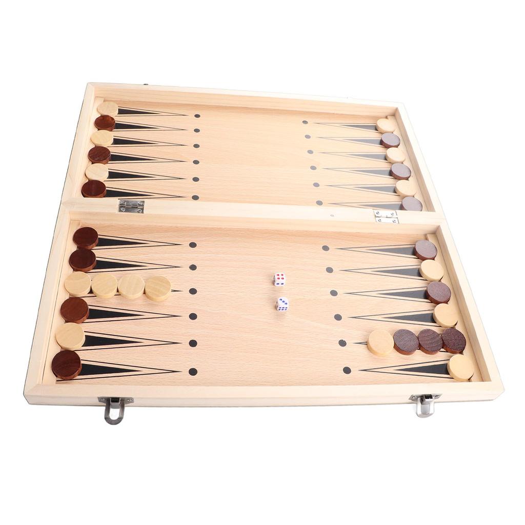 International Chess Portable 3 In 1 Wooden Foldable International Wood Chess Set for Kids Adults