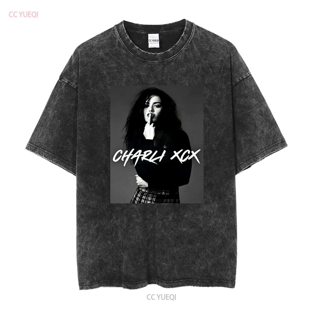 Charli XCX Aesthetic Vintage T Shirt Style Bootleg 90s Charlie Minimal Black Music RnB For Fans long or short sleeves vintage