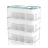 LAMPTOP Toy Storage Box with Lid, 3-Tier Stackable Transparent Plastic Toy Storage Box for Organizing (Green)
