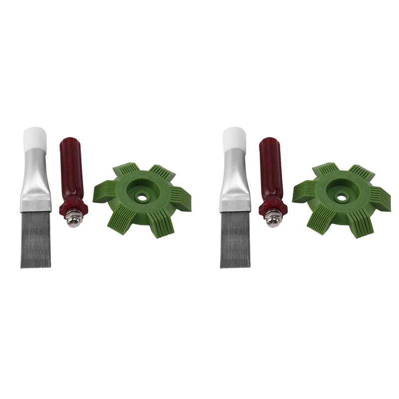 

CKFAM-2X Radiator Comb Evaporator Air Conditioning Tools Fin Repair Comb Auto Car A/C Condenser Fin Straightener Refrigeration green white