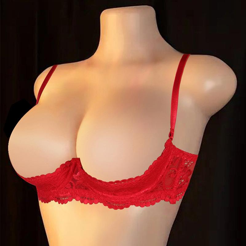 Sexy lingerie babes gather perspective anti-sagging thin lace bra