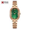 Oufanni Women's Vintage-Style Diamond-Inlaid Oval Mother-of-Pearl Watch - Waterproof Quartz with Light Luxury Appeal
