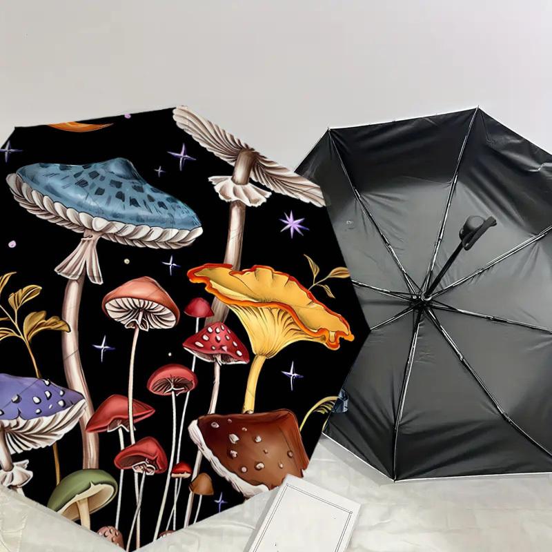 1pc Mystical Mushroom Garden Umbrella with Plastic Handle,Suitable for All Seasons Home Travel Outdoor UmbrellaDD655