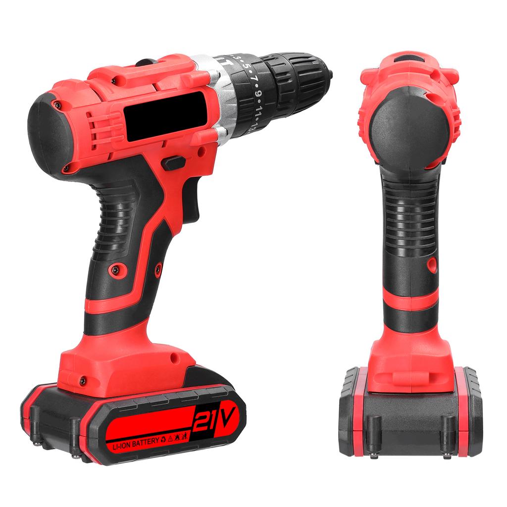 Household 3in1 Multifuctional Electric Drill Handheld Lithium Screwdriver 21V   Drill Brushed Motor 2 Speeds Control Stepless Speed Regulation Ro