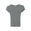 Kumikumi Simple Basic Round Neck Pure Color Short Sleeve T-shirt Female Summer All-Matching Slim Fit Slimming Shoulder Tops