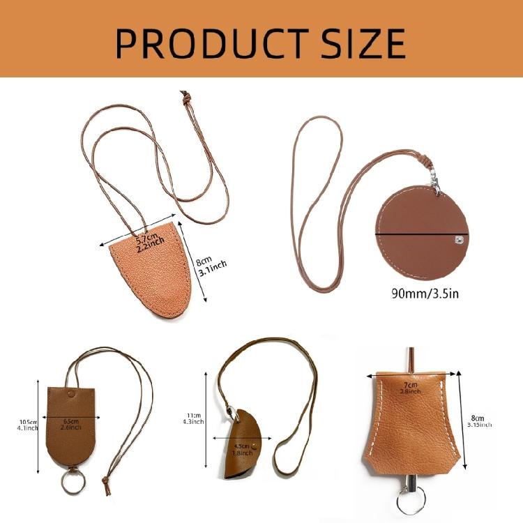 Stylish Leather Glasses Storage Bag Pendant Necklace Keychain Hanging Accessory Elegant Bags with Protective Flap