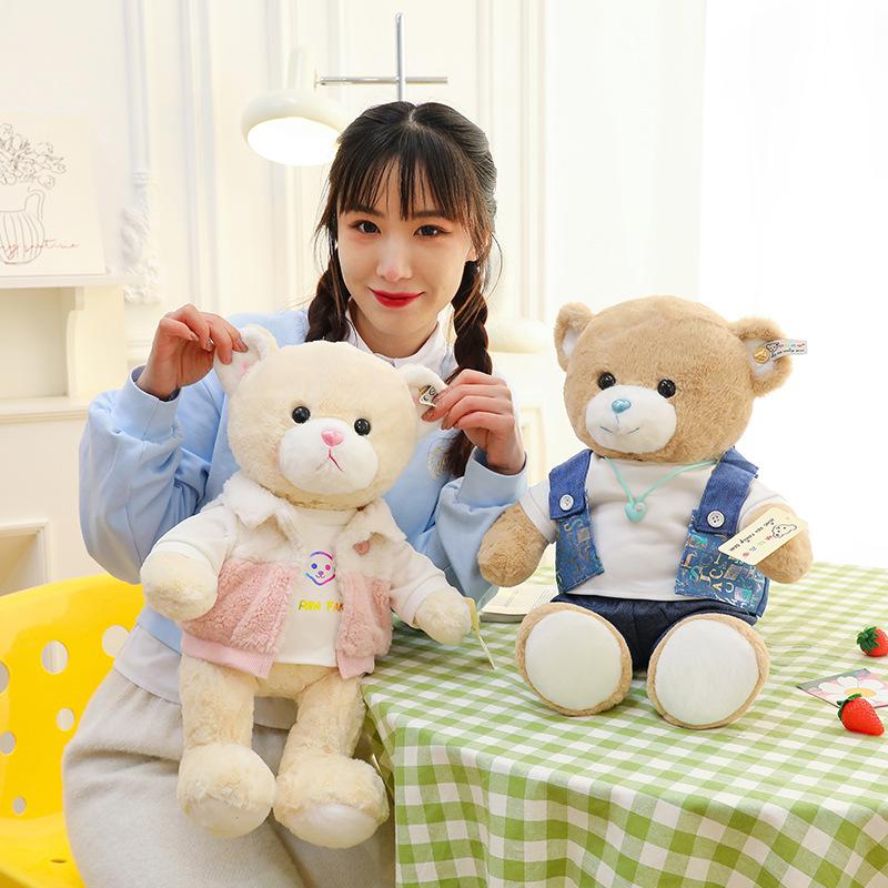 New Cute Dressed Couple Bear Doll Plush Toy Cartoon Teddy Bear Doll Birthday Gift for Girls