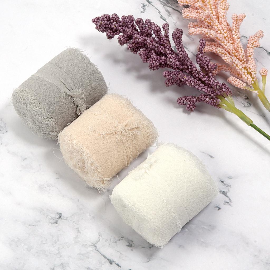 5M/Rolle 4cm Handgefertigtes Ausgefranstes Satin-Chiffon Seidenähnliches Band für DIY Schleifen-Bastelarbeiten Geschenkverpackung Sträuße Party Weihnachtsdeko