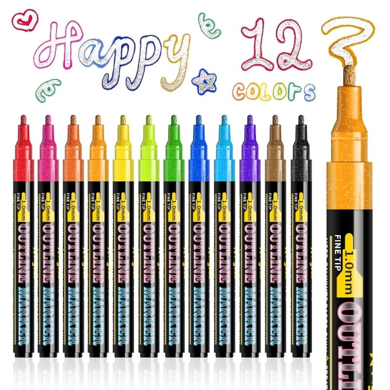 12Pcs Soft Color Marker Highlighters Set With Friendly Materials School Classroom Organization Tools For Note Taking