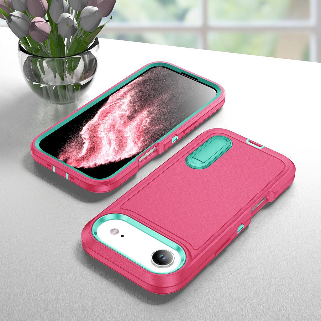 For iPhone 17 Air Case Case Kickstand Phone Cover PC+Silicone+EVA 3-in-1 Design