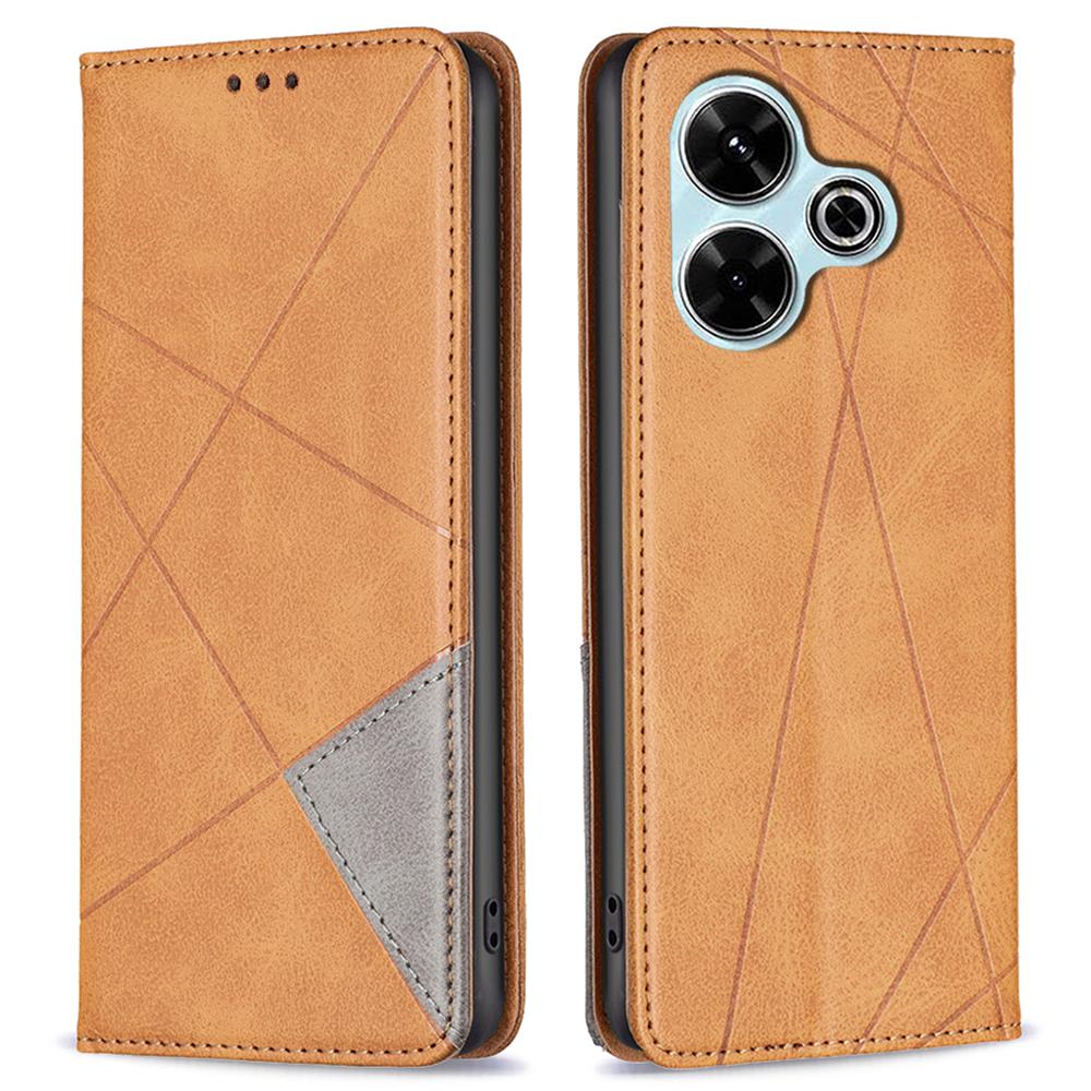 

For Xiaomi Redmi 13 5G/13 4G/Poco M6 4G Case PU Leather Phone Cover Rhombus Shockproof Flip Yellow