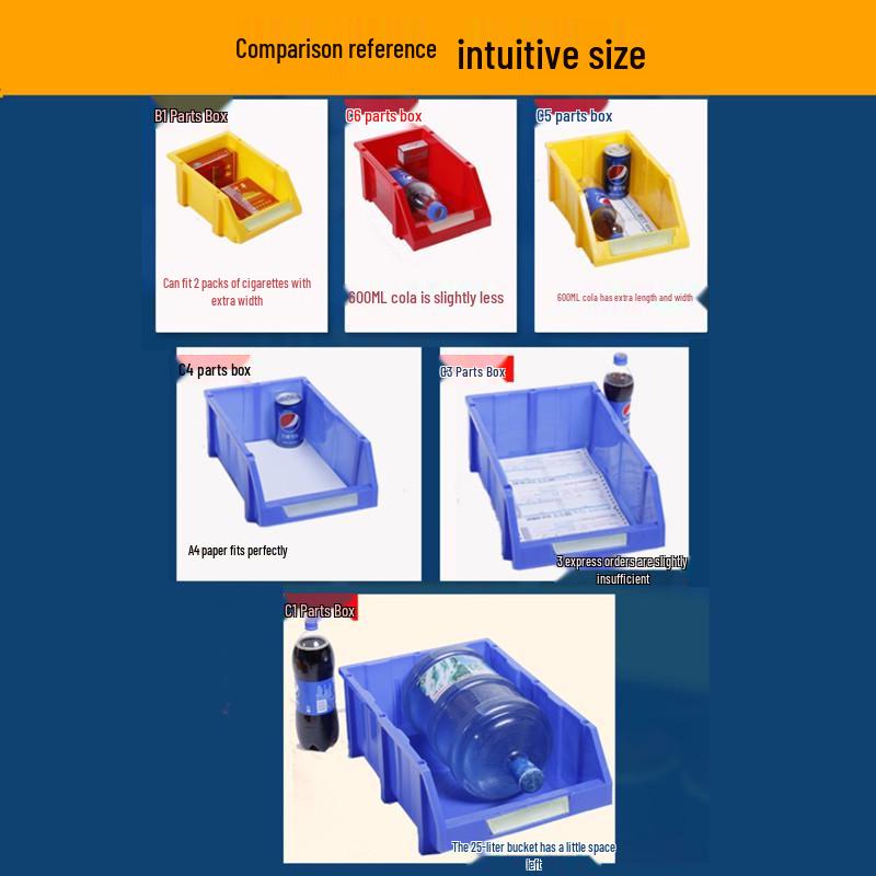 Thickened Modular Plastic Storage Box for Hardware & Electronic Components with Slanted Opening