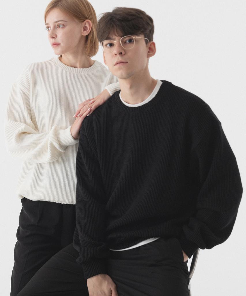 PIANER [2 Pack] Comfortable Oversized Crew Neck Knit (5 Colors)