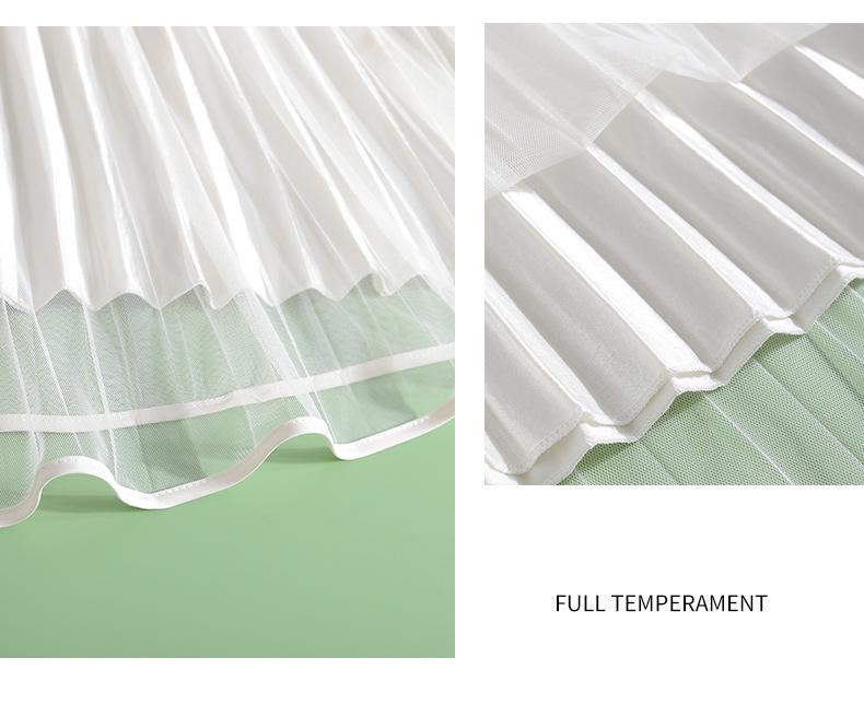 2026 Spring High Waist Pleated Mesh Skirt, Double-Sided Wear, Large Hem, Slimming Commuter Style.