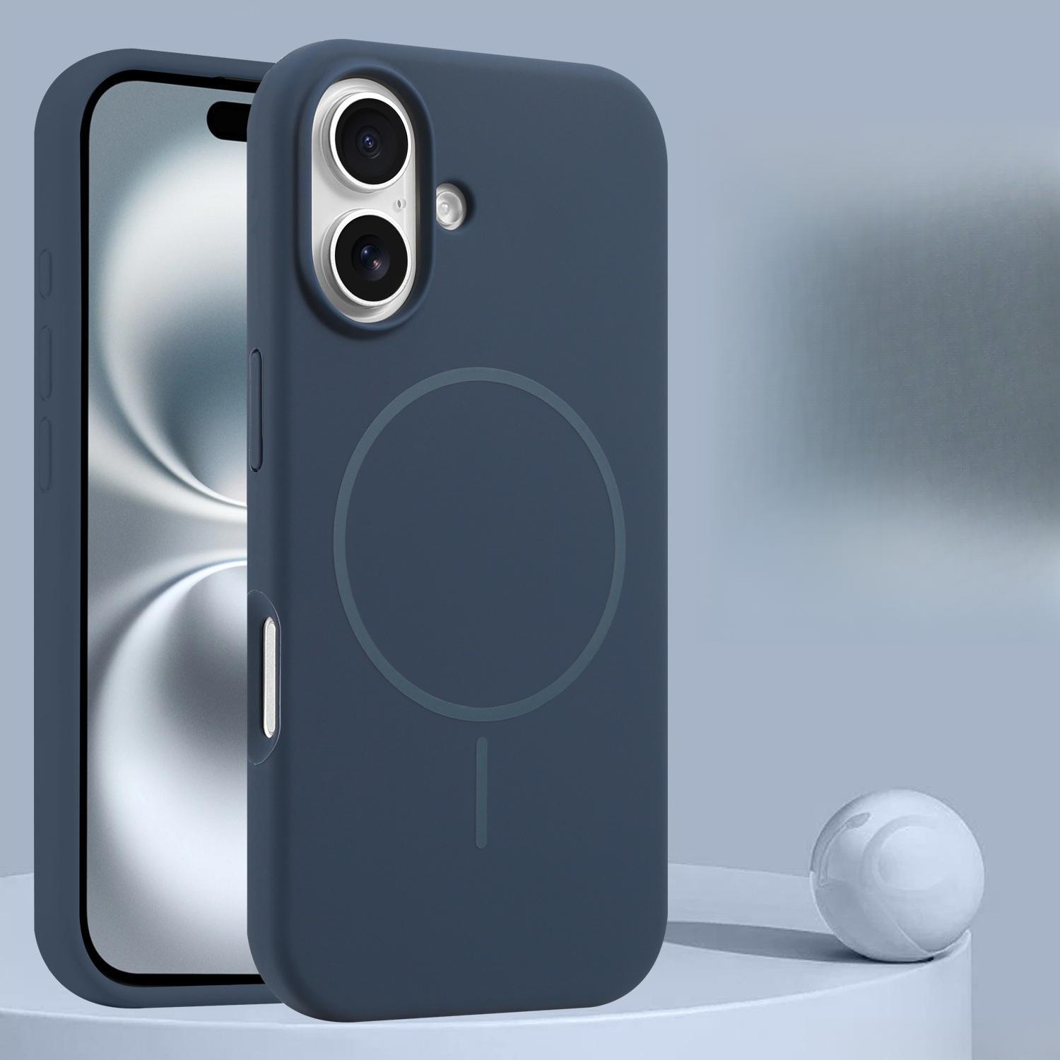 

Жидкий силикон, подходящий для iPhone16ProMax, чехол для мобильного телефона, магнитно-поглощающий защитный чехол для Apple 15 iPhone11