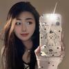 Electroplating Silver Suitable for Iphone16 Simple Lines Puppy Mobile Phone Case Apple 14promax Laser