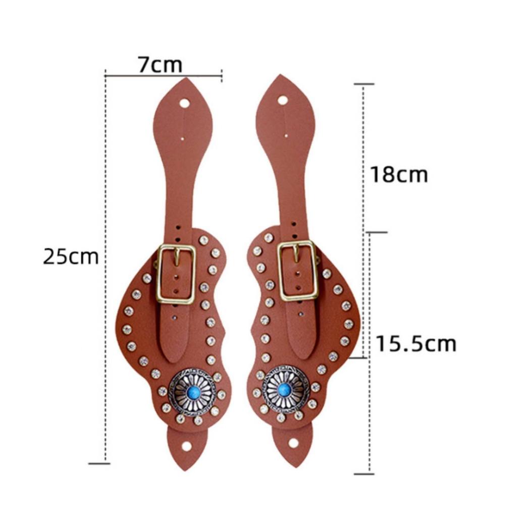 Riding Boot Strap Straps Decorative Metal Rivets LeatherLike Prong Navy Middle Ornament