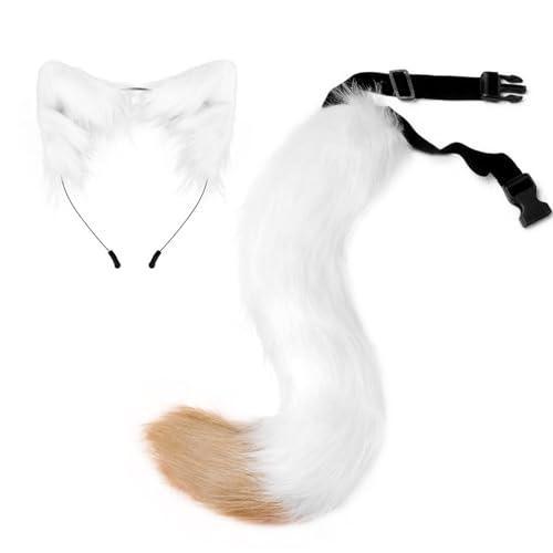 Halloween Cos Simulation Fox Plush Tail Cute Accessories Animal Tail Cat Ears Headband Headdress
