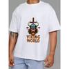 Viking Welt T-Shirt Weiß Wikinger Krieger Helm und Schwert Grafikdruck für Freizeitkleidung